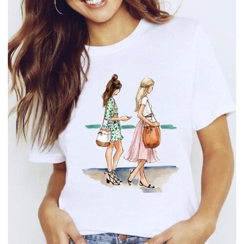 Print Female T Shirt Graphic Fashion Sweet Girl Women T-Shirt Cartoon Short Sleeve Spring Summer Lady Clothes Tops Clothing Tees