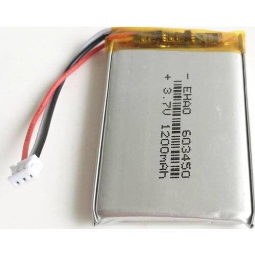 JST ZH 1.5mm 3pin connector 3.7V 1200mAh lipo polymer lithium rechargeable battery for GPS DVD recorder e-book camera 603450