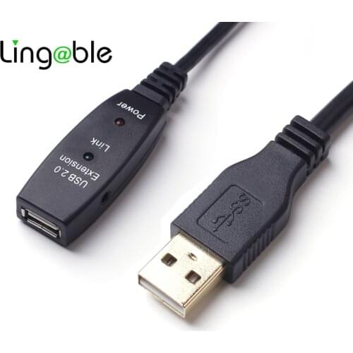 Lingable USB 2.0 Extension Cable 5M 10M 15M 20M USB2.0 Active Repeater A Male to A Female Long Cables With Signal Booster Chip