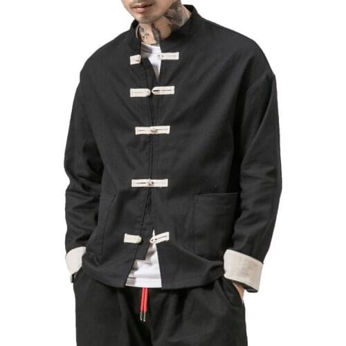 Kimono Jacket Men 2020 Men Cotton Jacket China Style Frog Closure Button Kongfu Coat Male Loose Parchwork Cardigan Overcoat 5XL