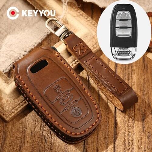 KEYYOU Leather Car Key Case For Audi Q5 A4L A5 A6 A7 A8 RS4 RS5 S4 S5 A4l A3 A4 Quattro Q5 Q7 A6 A8 High Quality Case