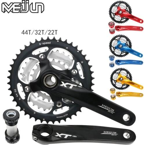 Mountain Bike Crank Set Bicycle Crank Set Sprocket 22/32/44T Bicycle Crank Set Hollow Tooth Plate 9/27 Speed Tooth Plate