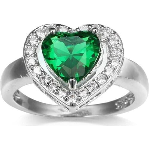 Round Ring Engagement Rings 6 Prongs Setting Cubic green Zirconia Anel Jewelry For Women Love Bague Anillos Mujer Gift