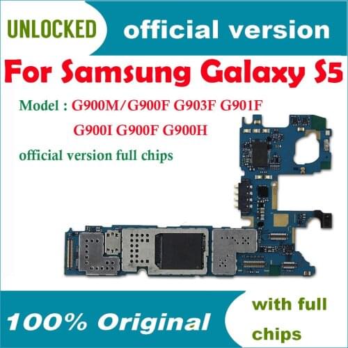 EU Version for Samsung Galaxy S5 G900F Motherboard with Chips,Original Unlocked for Samsung S5 G900I G900F G900H Mainboard