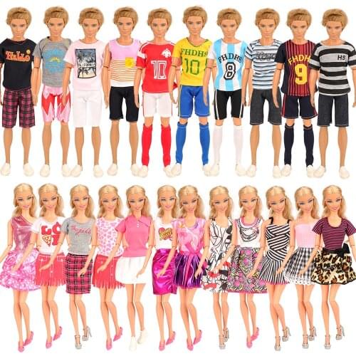 Fashion Dolls Clothes 34 Items/set=10 Ken clothes 4 Ken Shoes Doll Accessories 10 Shoes 10 clothes For Barbie Clothes Kids Toys