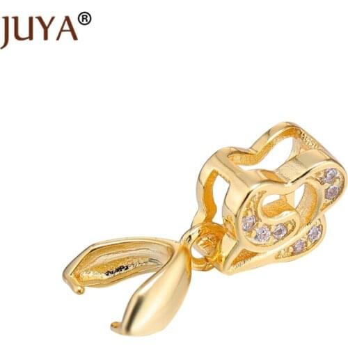 Fashion zirconia Charms Bead Clamp Pinch Clip Bail Link Pendants Connector Clasps DIY Accessories Fine jewelry findings