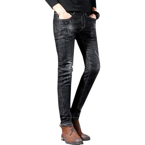 Mans Classic slim fit shinny vintage cowboy Jeans Pantalones Hombre mans Soft Black Biker Denim Overalls mans Pants