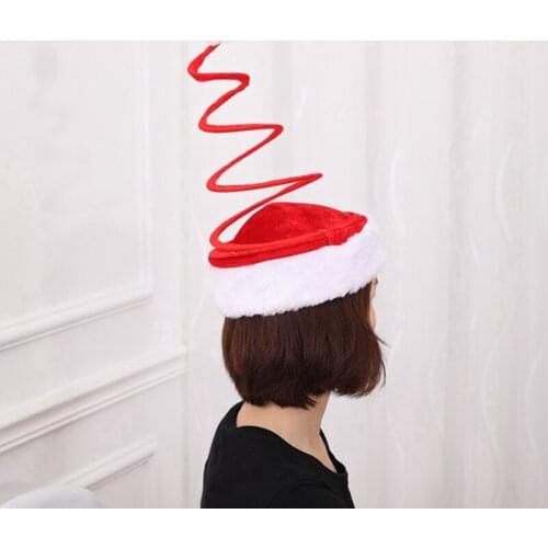 MYZOPER Spring Spiral Pompom Christmas Hat Fashion New Personality Red White Splice Cosplay Holiday Supplies