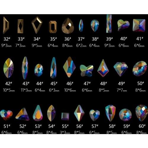 Many different types 3d Glitter White AB colorful Acrylic Diamond Gems nail decoration jewelry DIY nail art tips decal 10pcs