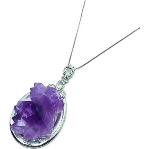 Natural lavender amethyst stone pendant necklace pendant female jewelry creative accessories wholesale
