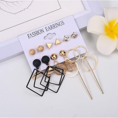 New Womens Earrings Set Tassel Pearl Acrylic Earrings for Women Bohemian Fashion Jewelry 2021 Geometric Kolczyki Hoop Earings