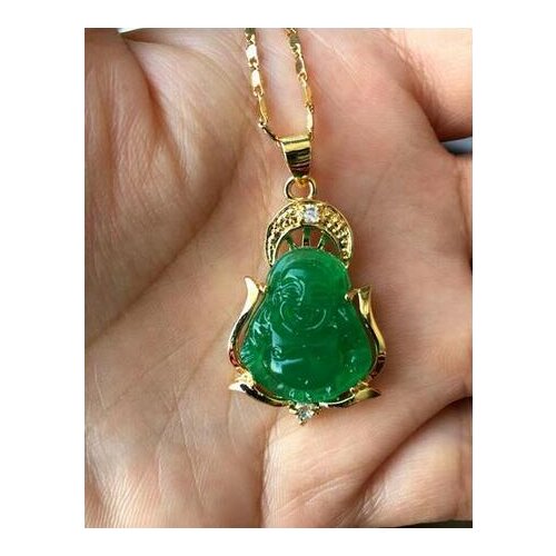 New good Lucky Green JADE NEW Buddha Pendant&Necklace