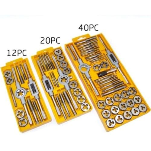 New Tap and Die Set M3-M12 Screw Thread Metric Plugs Taps & Tap Wrench 12pcs 20pcs 40pcs Alloy Steel Metric Tap Die Tools sets