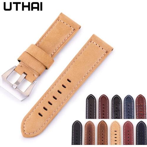 UTHAI Z17 Watchbands 20mm 22mm 24mm 26mm High-end retro Calf Leather Watch band Watch Strap with Genuine Leather Straps