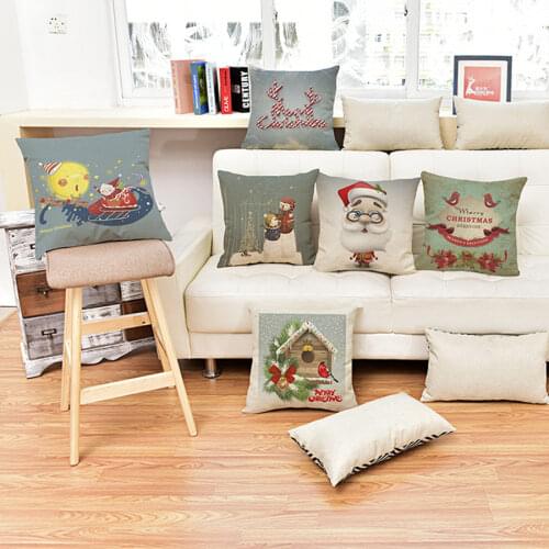 Christmas Decorative Cushion Cover Sofa Throw Pillow Case Santa Claus JOY Holly Pattern Christmas Children Gifts Pillowcase 18