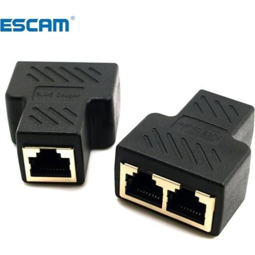 ESCAM 1 To 2 Ways RJ45 LAN Ethernet Network Cable Female Splitter Connector Adapter For Laptop Docking Stations