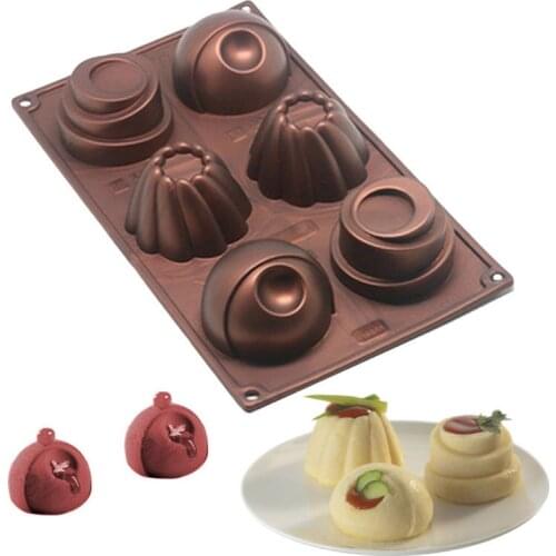 Silicone 6 Hole Chocolate Cake Mold Tool For Baking Jelly Pudding Dessert Mousse Handmade Soap Frozen Ice