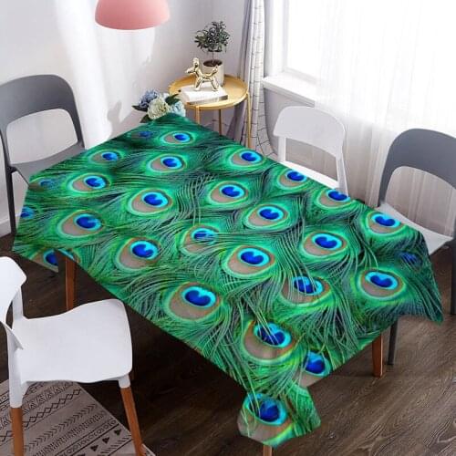 Custom Peacocks 3D Table Cover Waterproof And Oil Proof For Decorative Dining Tablecloth For Picnic Blanket Table Cloth