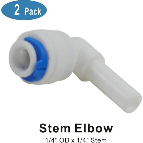 Stem Elbow 1/4" Quick Connect Fitting Connection Parts for Water Filters/Reverse Osmosis RO System - 2 Pack