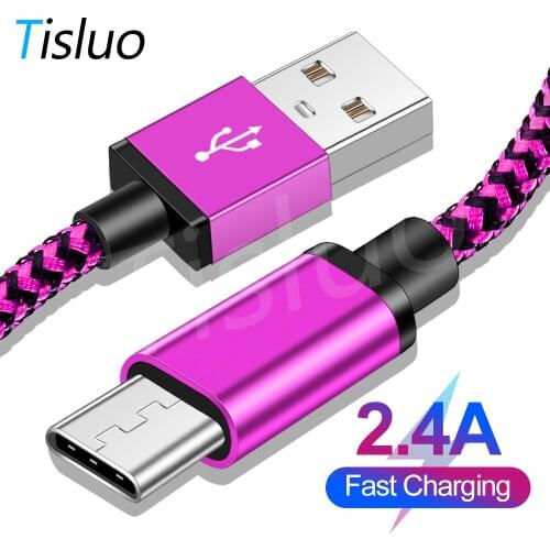 Tisluo USB Type C Cable for Samsung S9 S8 Fast Charge Type C Mobile Phone Charging Cable USB C Cable For Huawei Xiaomi mi9 Redmi