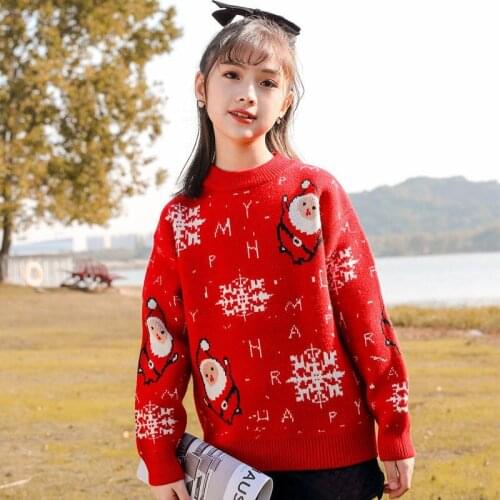Autumn winter Babygirl knit Clothing teenage Girls Knitted pullover toddler Sweater Kids Christmas Wear 2 3 4 6 8 years