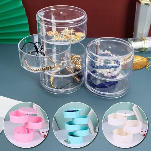 2/3/4 Layers Rotatable Jewelry Box Transparent Rotating Multi-Layer Desktop Storage Box For Jewelry Earrings Ring Necklaces