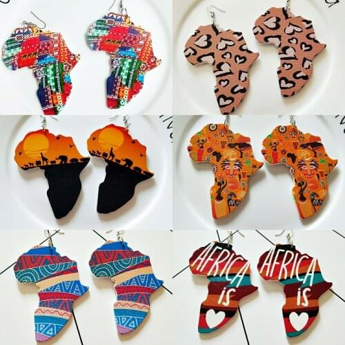 Jewelry African Map Shapes Carving National Women Image Fashion Earrings for Women Gifts Fashion Pattern Earrings Hoop Ear Ring