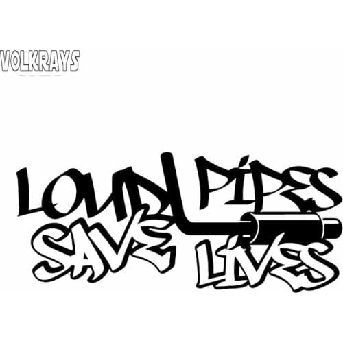 Volkrays Funny Car Sticker Loud Pipes Save Lives Accessories Reflective Waterproof Sunscreen Vinyl Decal Black/Silver,4cm*14cm