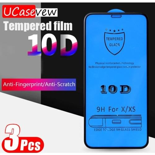 3PCS 10D Protective Glass for iPhone 12 11 ProMAX XR SE2 Glass Screen Protector for iPhone X XS 8 7 6 6S Plus Screen Protection
