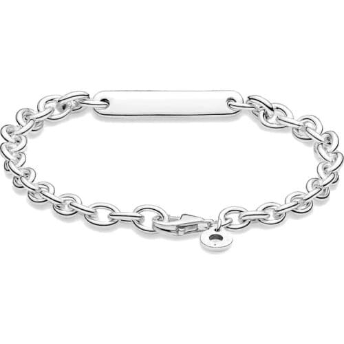 Engravable Bar Link Bracelet For Women 925 Sterling silver Luxury Jewelry Bracelets Gift for Lover DIY Set