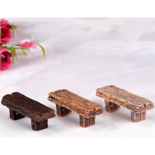 1PC Cute Wooden Chair Stool Fairy Garden Miniatures Decor Couple Bench Action Figurine DIY Micro Gnome Terrarium Gift