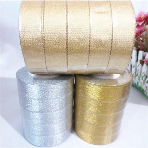 2.5CM Golden and Silver Colors Onion Belt Ribbon For Flower Gift Packaging Glitter Webbing Gift Decoration Christmas Ribbons 119