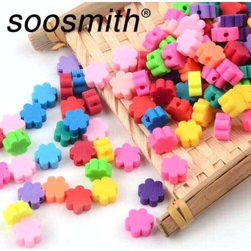 30pcs 10mm Clay Beads Mixed Six Petals Flowers Spacer Bead Polymer Clay Beads For Jewelry Making DIY Handmade Charm