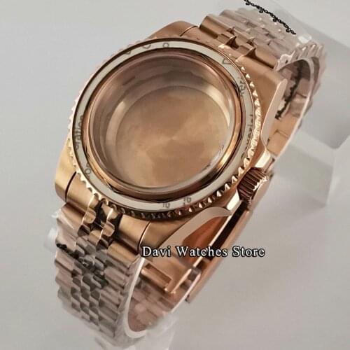 40mm Rose Gold Case Sapphire Glass Jubilee Bracelet Fit NH35 NH36 Automatic Movement Watch Parts