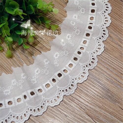 5-10Yard/Lot Diy Lace Trim Hollow Out Cotton Cloth Embroidery Fabric Ethnic Clothing Dress Accessories Width 8CM