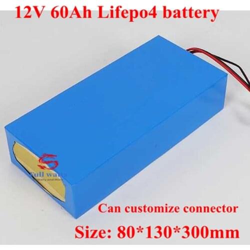 12.8V 12V 60Ah LiFepo4 Battery for Solar Energy Storage Solar System Street LED Light Motorcycle Scooter Ebikes + 5A Charger