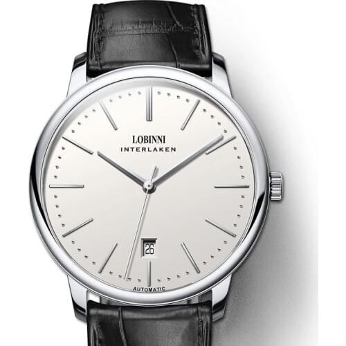Watch for men,mens automatic watches LOBINNI dress 50M waterproof ultrathin self wind mechanical wristwatch montre homme luxury