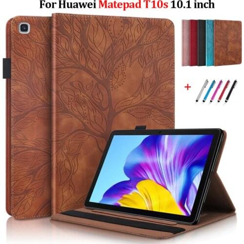 Tablet Cover For Huawei Matepad T 10s Case 10.1Inch AGS3-L09 AGS3-W09 Emboss Tree Flip Wallet Cover For Huawei Matepad T10s Case