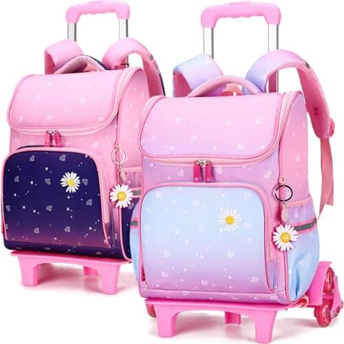 Trolley Children School Bags Mochila Kids Backpacks With Wheel Trolley Luggage For Girls kids backpack Escolar Backbag Schoolbag
