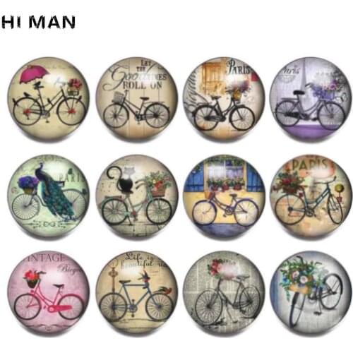 HI MAN 6pcs / lot new design 18mm snap Button Jewelry Mixed Vintage Literary Flower Flag Animal Constellation Glass Snap Button