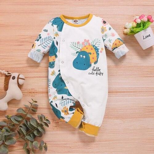 Ins Baby Rompers 2021 Newborn Clothes For Girls And Boys Cartoon Long Sleeve Jumpsuit 0-12m O-neck Clothing For Kids New Outfits