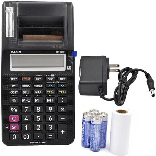 Printing Calculator HR-8RC Battery and DC Dual-purpose Desktop Leather Dual Power 12-digit Arithmetic Printing Computer