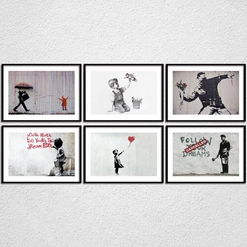 Classic Graffiti Street Banksys Art Canvas Painting And Calligraphy Fashion Posters and Prints Home Decoration Wall Art Picture