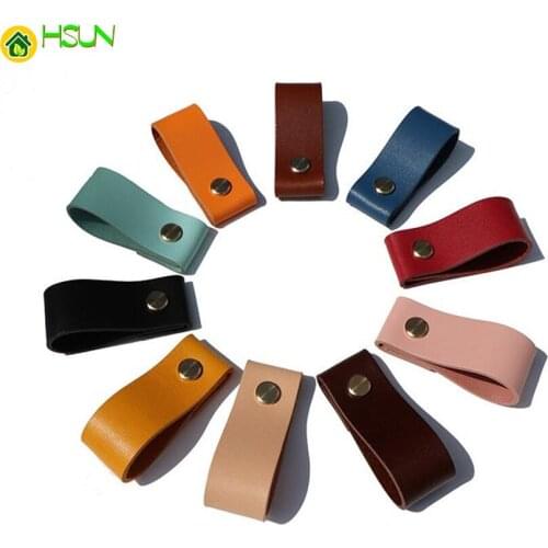Leather Dresser Handle Drop Ring Drawer Knob Pulls Door Handles Black Green Blue Red Yellow Cabinet Knob Pulls Kitchen Hardware