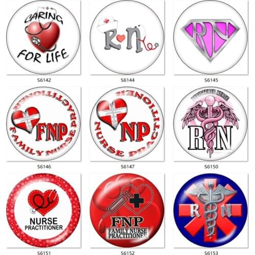 Nurse RN FNP10pcs mixed 12mm/18mm/20mm/25mm Round photo glass cabochon demo flat back Making findings S6142