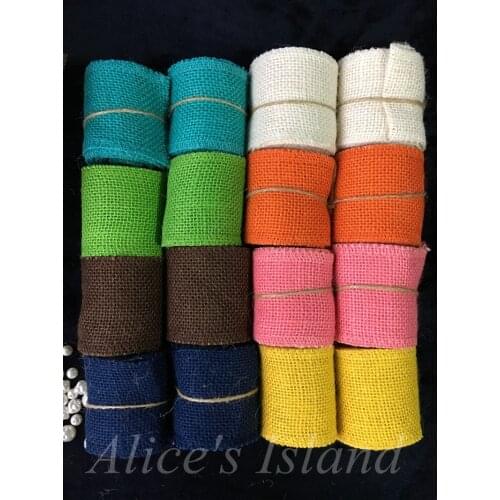 Mouticolour Natural Jute Burlap Hessian Ribbon with Trims Tape Rustic Wedding party decorations DIY wedding Burlap Flower DIY