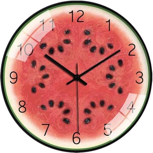 Cartoon Fruit Wall Clock Watermelon Orange Kiwi Mute Clocks Living Room Home Decor Restaurant wall decor reloj de pared