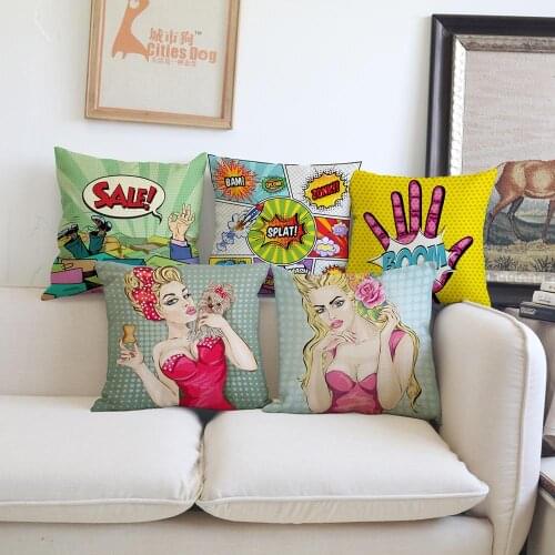 Cartoon character Pop art cushion cover Pillow linen illustration Works Home sofa Decoration cushions covers Pillowcase