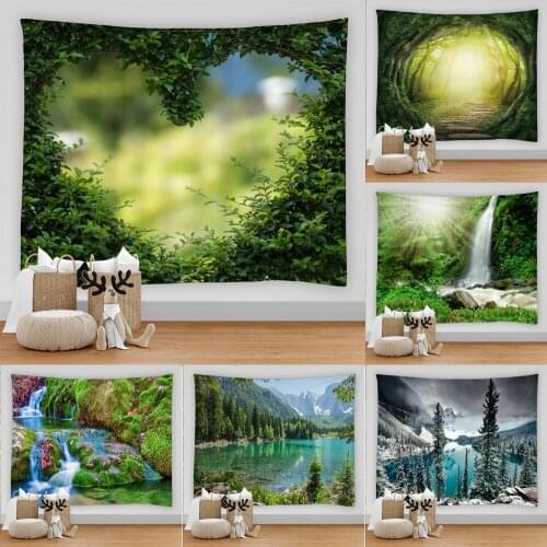 Natural Forest landscape Tapestry Psychedelic Mandala Wall Hanging Home Art Decorative Tapestries Hippie Bohemian Yoga Rug Sheet