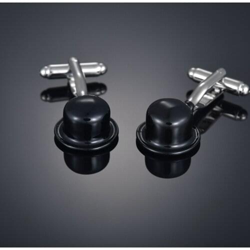 Novelty Hat French Cufflinks for Mens Suit Shirt Cuff Buttons High Quality Black Paint Cuff Links Fashion Men Jewelry Banquet
